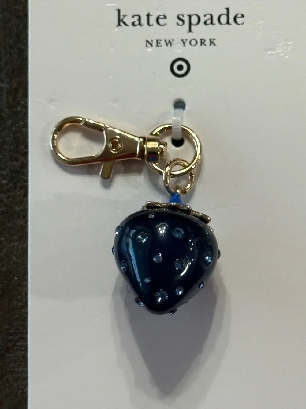 kate spade x Target Ltd Edition Blue Strawberry Bag Charm Keychain NWT